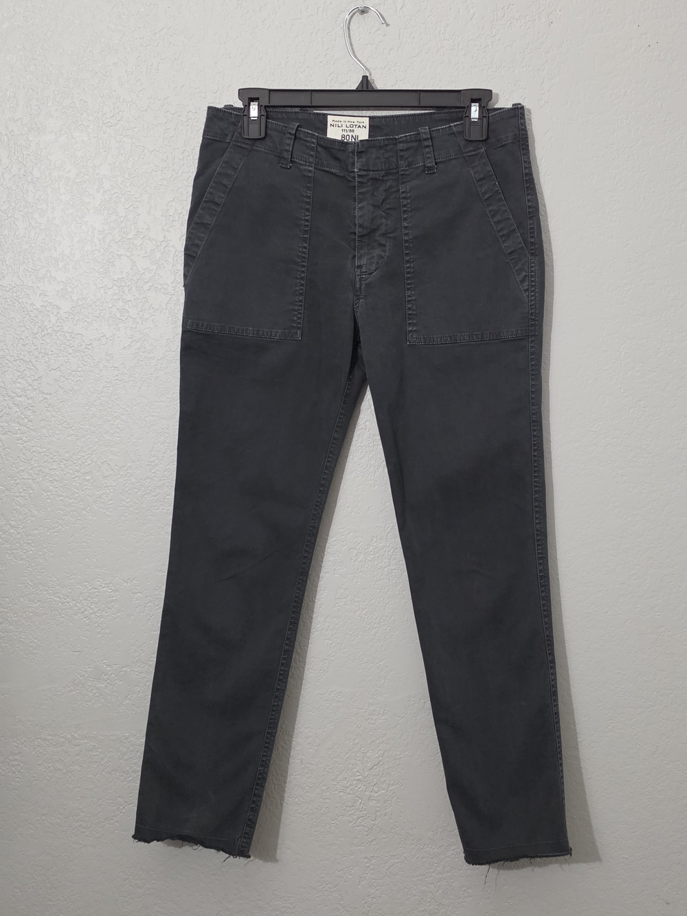 Nili Lotan Jenna Pant Carbon Black Cropped Straight-Leg Raw Hem Womens 2